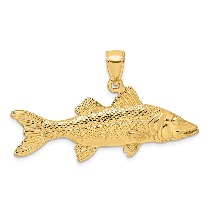 Million Charms 14K Yellow Gold Themed 3-D Snook Fish Charm