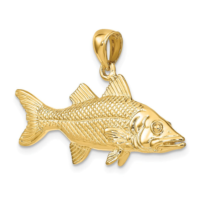 Million Charms 14K Yellow Gold Themed 3-D Snook Fish Charm