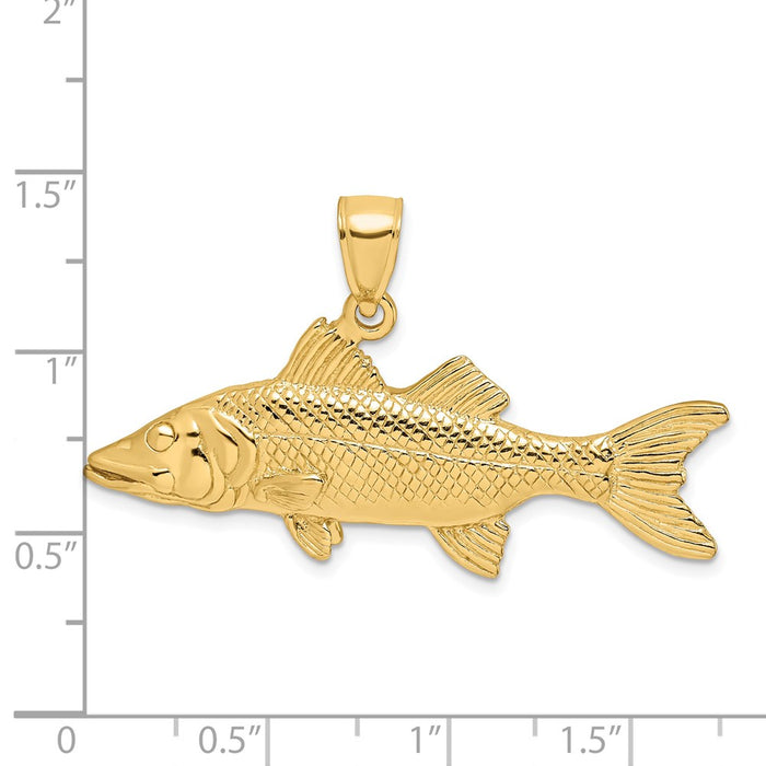 Million Charms 14K Yellow Gold Themed 3-D Snook Fish Charm