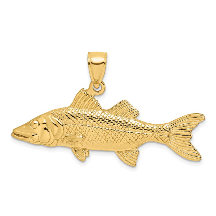 Million Charms 14K Yellow Gold Themed 3-D Snook Fish Charm