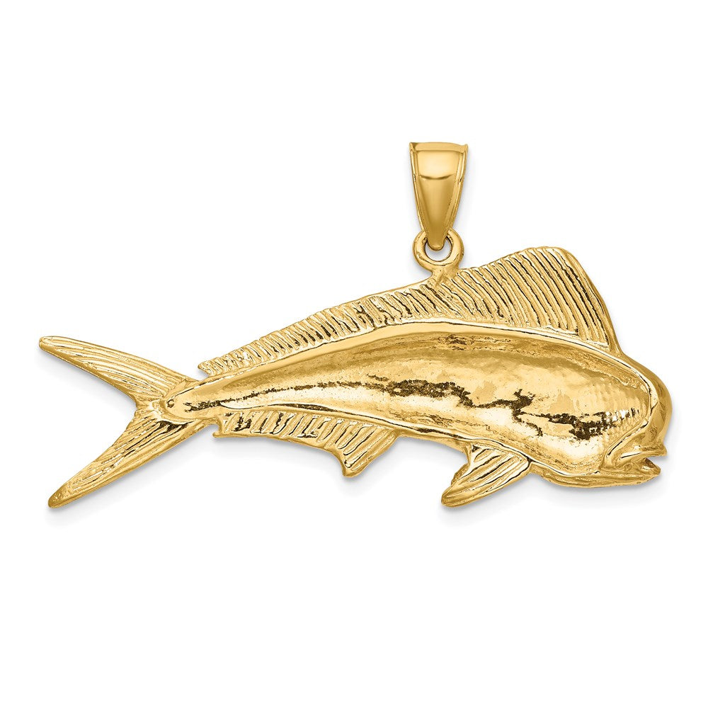 Million Charms 14K Yellow Gold Themed 2-D Male Dorado (Mahi-Mahi) Charm