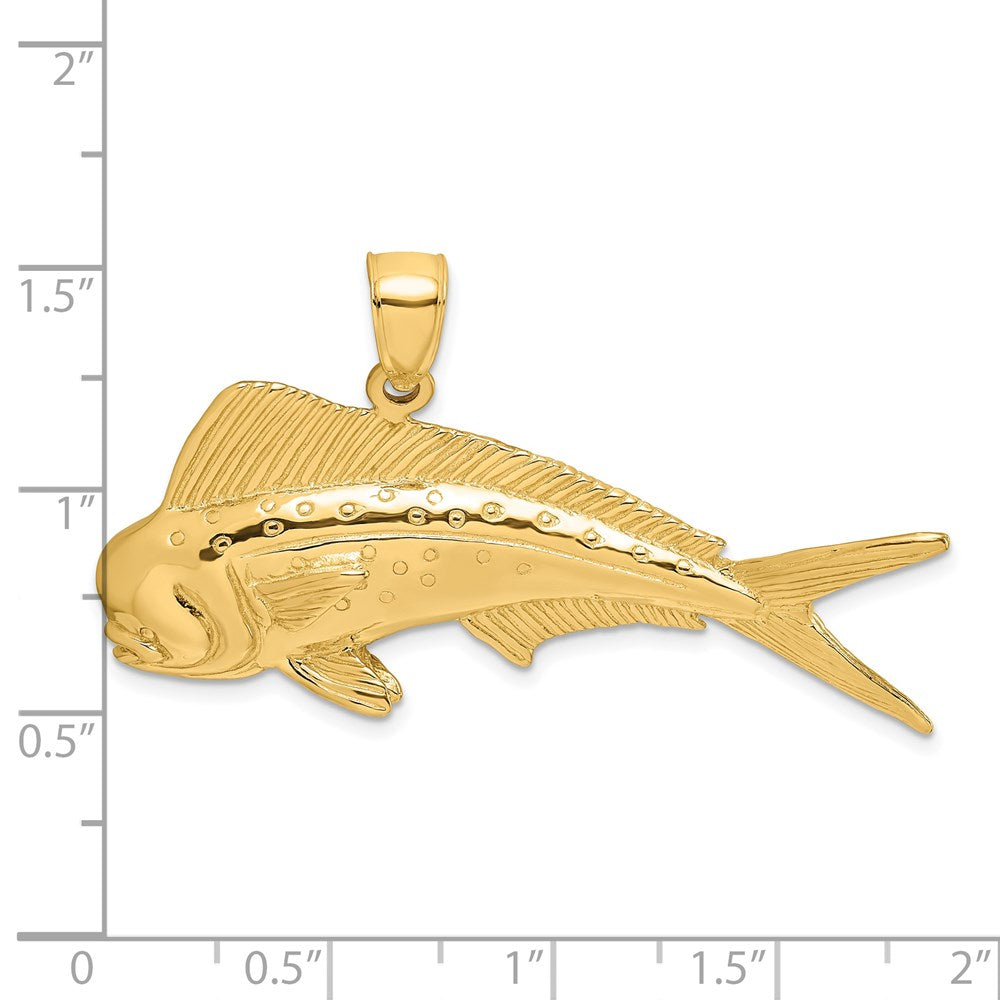 Million Charms 14K Yellow Gold Themed 2-D Male Dorado (Mahi-Mahi) Charm