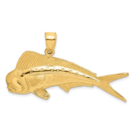 Million Charms 14K Yellow Gold Themed 2-D Male Dorado (Mahi-Mahi) Charm