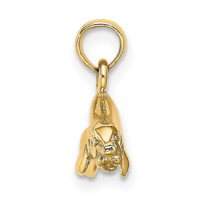 Million Charms 14K Yellow Gold Themed 3-D Polished Swimming Manatee Charm