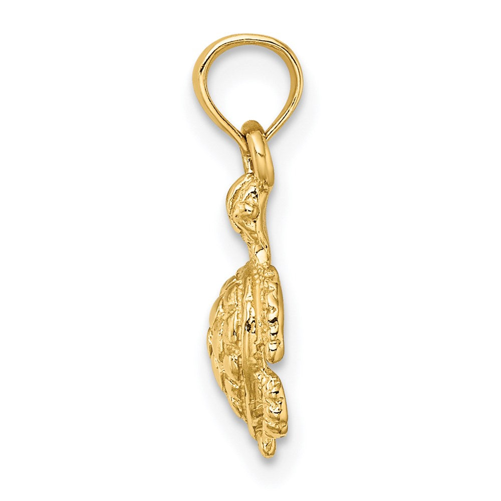 Million Charms 14K Yellow Gold Themed 2-D & Textured Sea Turtle Charm