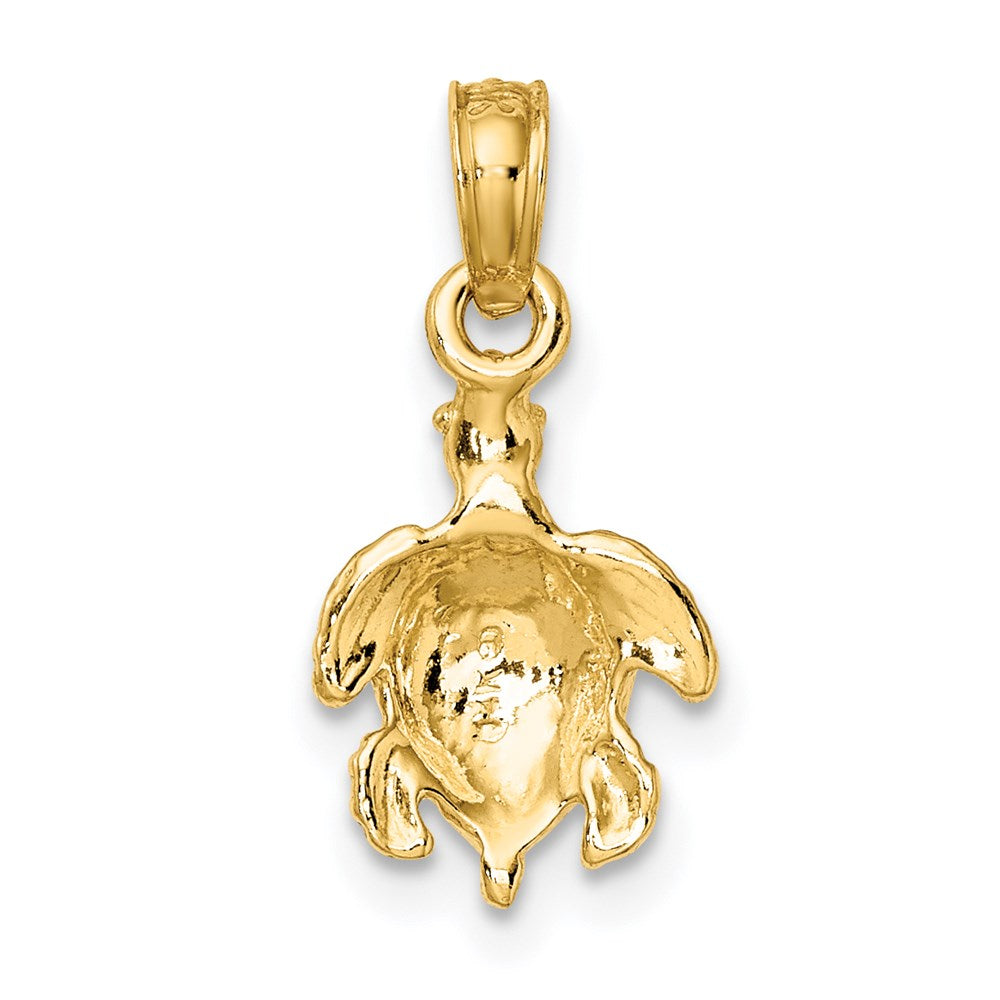 Million Charms 14K Yellow Gold Themed 2-D & Textured Sea Turtle Charm
