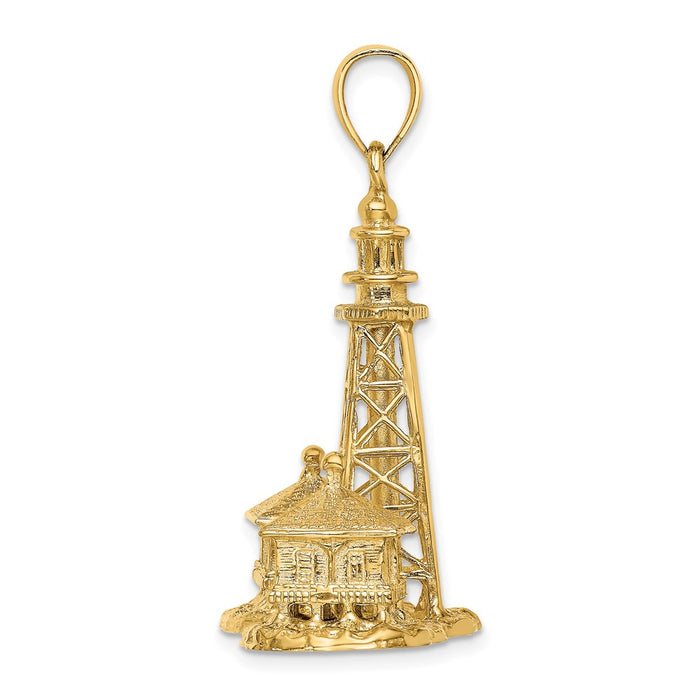 Million Charms 14K Yellow Gold Themed 3-D Sanibel Island Lighthouse Charm