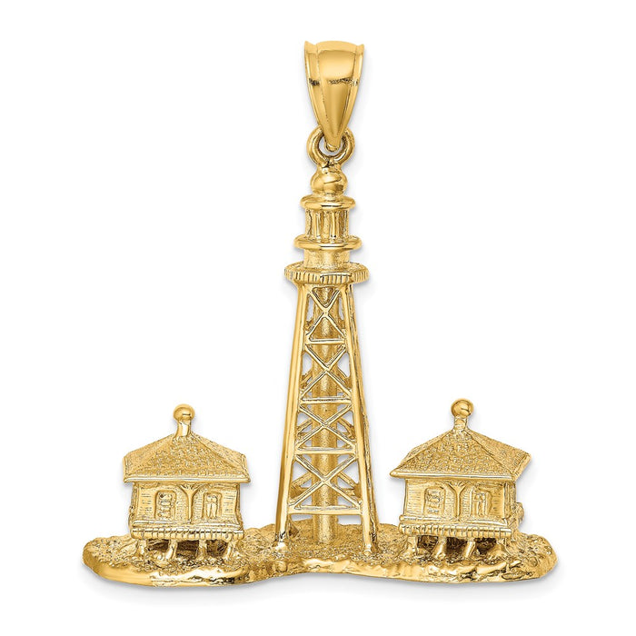 Million Charms 14K Yellow Gold Themed 3-D Sanibel Island Lighthouse Charm