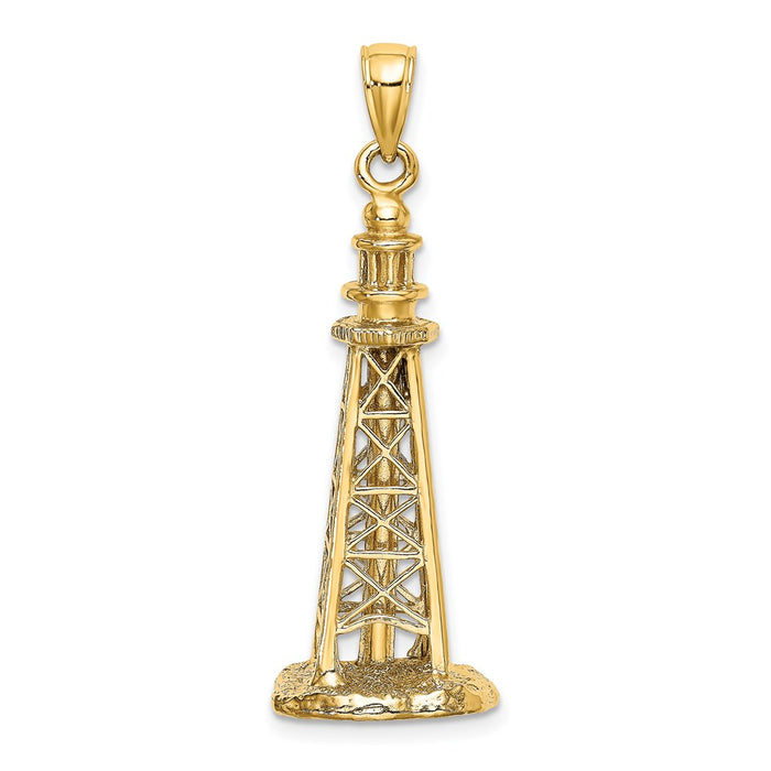 Million Charms 14K Yellow Gold Themed 3-D Sanibel Island Lighthouse Charm