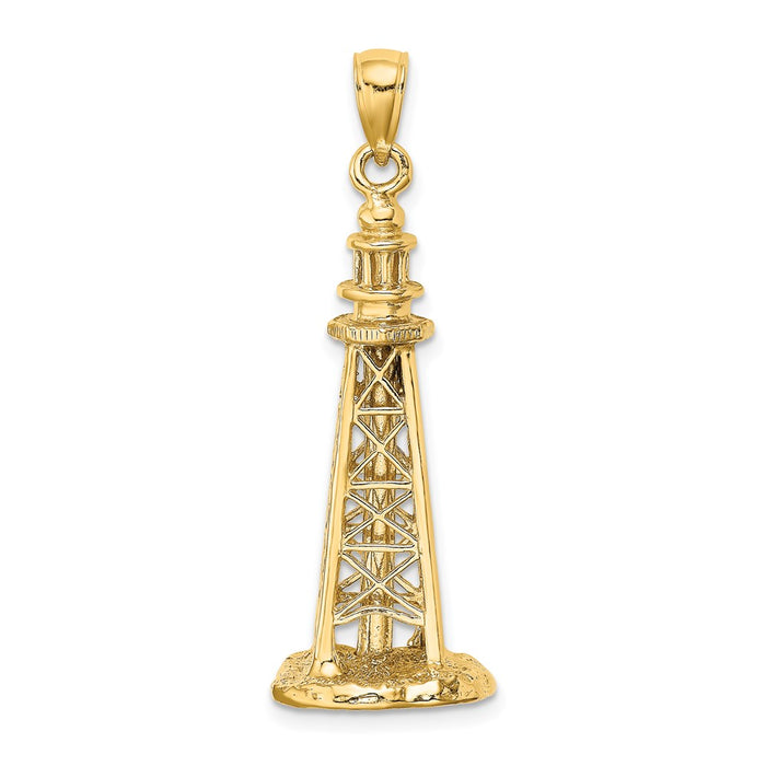 Million Charms 14K Yellow Gold Themed 3-D Sanibel Island Lighthouse Charm