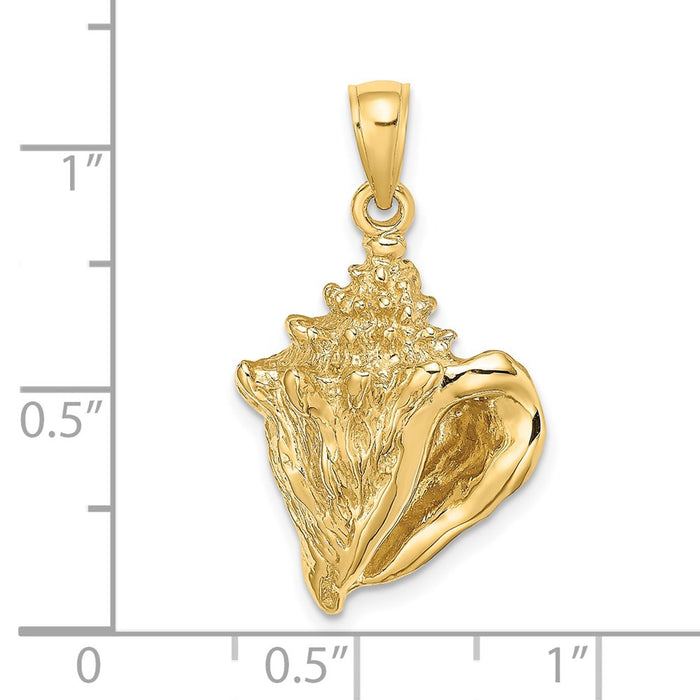 Million Charms 14K Yellow Gold Themed 2-D Conch Shell Charm