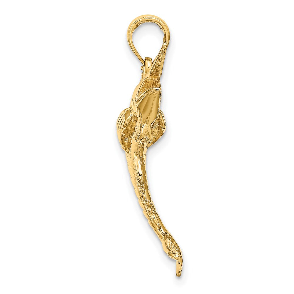 Million Charms 14K Yellow Gold Themed 3-D Polished Blue Marlin Charm