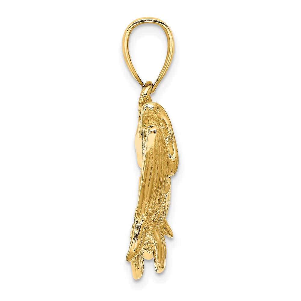 Million Charms 14K Yellow Gold Themed Tarpon Fish With Open Mouth Charm