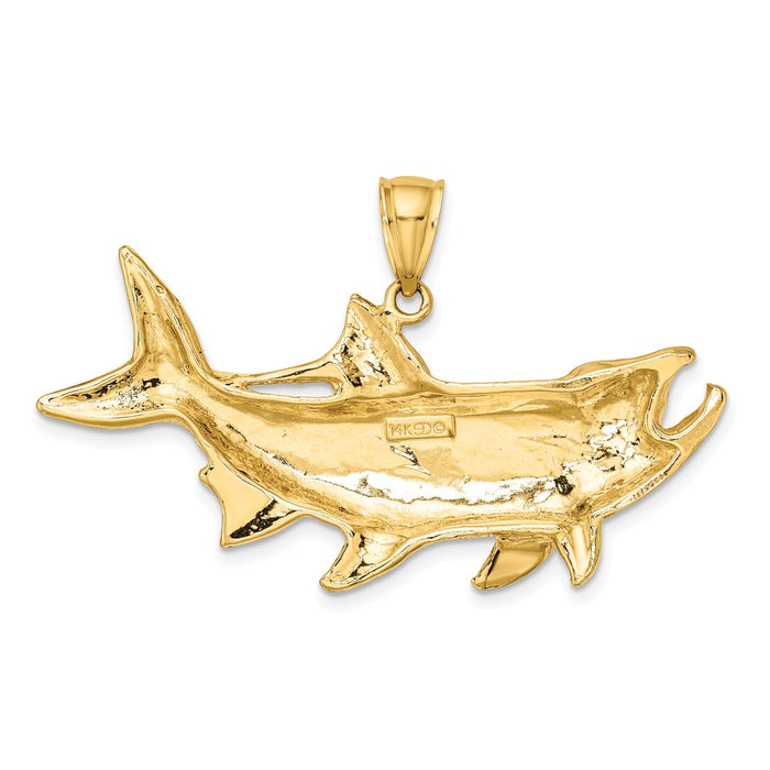 Million Charms 14K Yellow Gold Themed Tarpon Fish With Open Mouth Charm