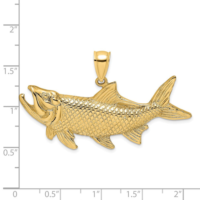 Million Charms 14K Yellow Gold Themed Tarpon Fish With Open Mouth Charm
