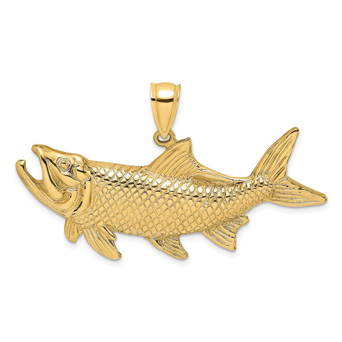 Million Charms 14K Yellow Gold Themed Tarpon Fish With Open Mouth Charm