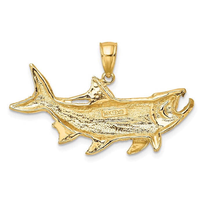 Million Charms 14K Yellow Gold Themed Tarpon Fish With Open Mouth Charm