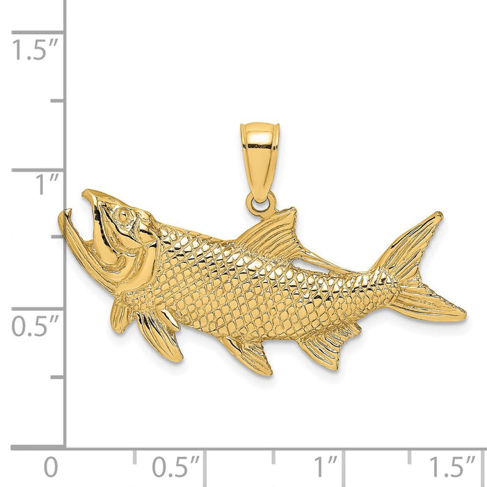 Million Charms 14K Yellow Gold Themed Tarpon Fish With Open Mouth Charm