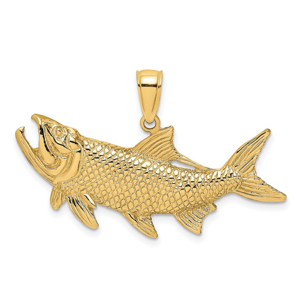 Million Charms 14K Yellow Gold Themed Tarpon Fish With Open Mouth Charm