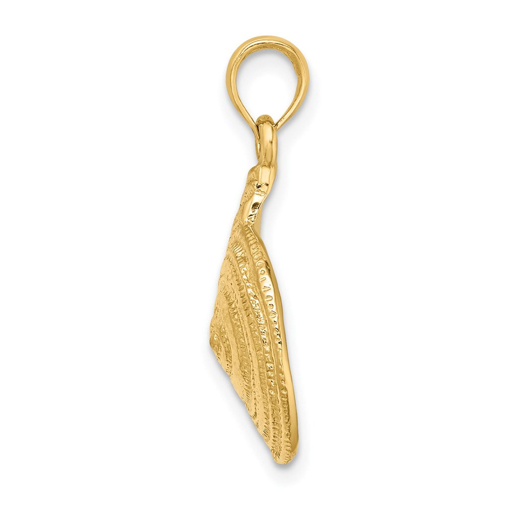 Million Charms 14K Yellow Gold Themed 2-D Textured Pearl Troca Spiral Charm