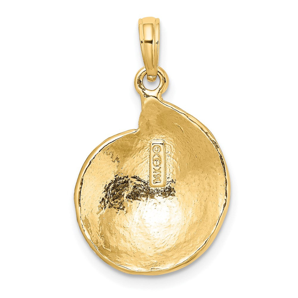 Million Charms 14K Yellow Gold Themed 2-D Textured Pearl Troca Spiral Charm