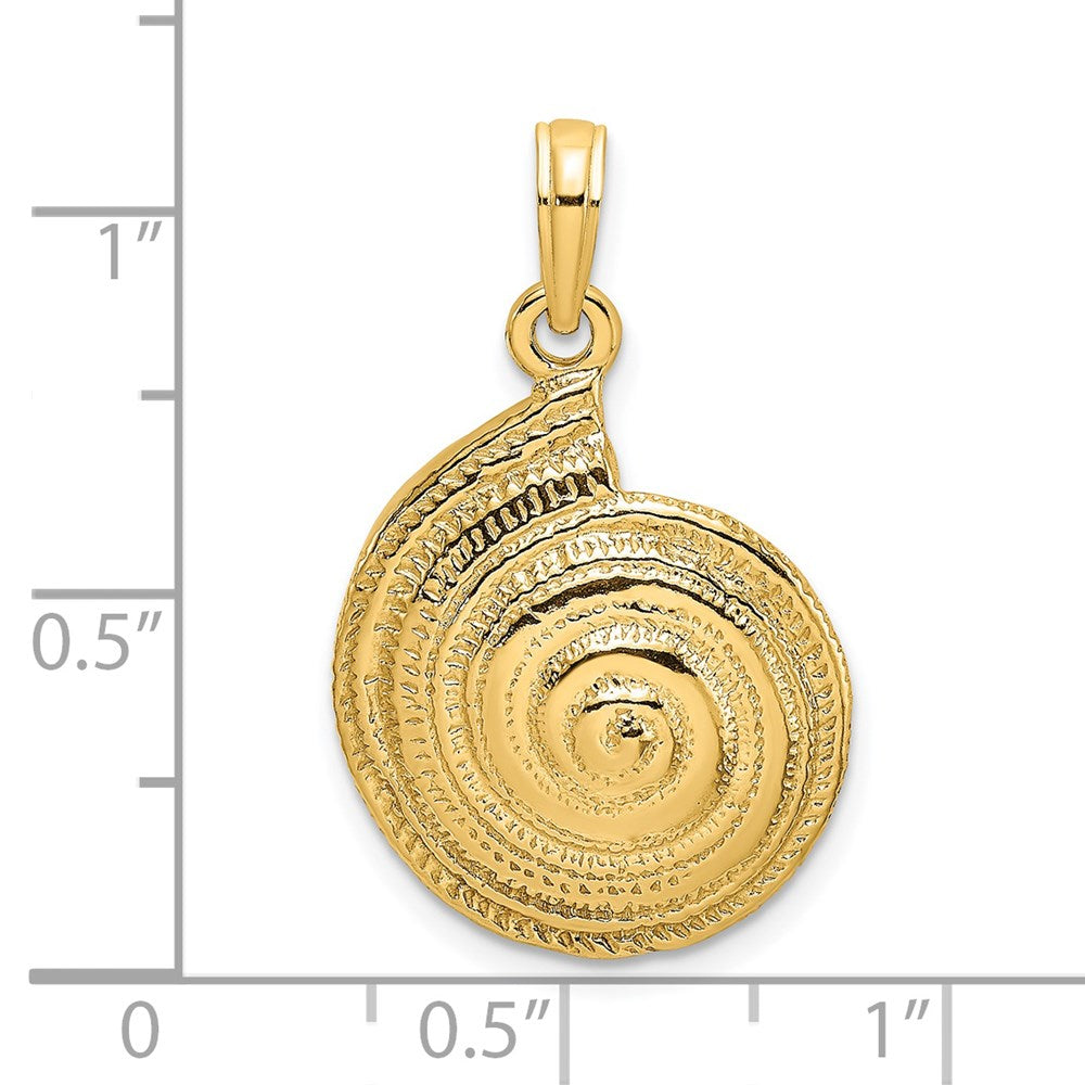 Million Charms 14K Yellow Gold Themed 2-D Textured Pearl Troca Spiral Charm
