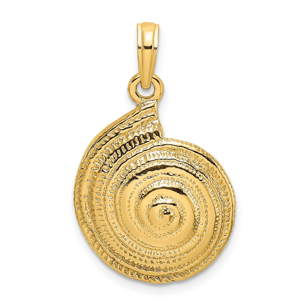 Million Charms 14K Yellow Gold Themed 2-D Textured Pearl Troca Spiral Charm