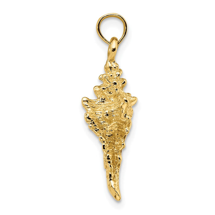 Million Charms 14K Yellow Gold Themed 3-D Conch Shell Charm