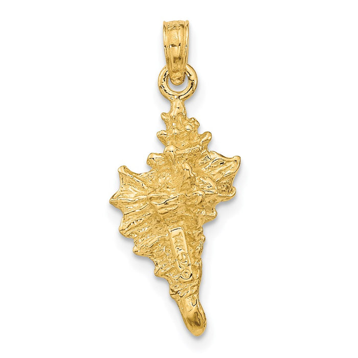 Million Charms 14K Yellow Gold Themed 3-D Conch Shell Charm