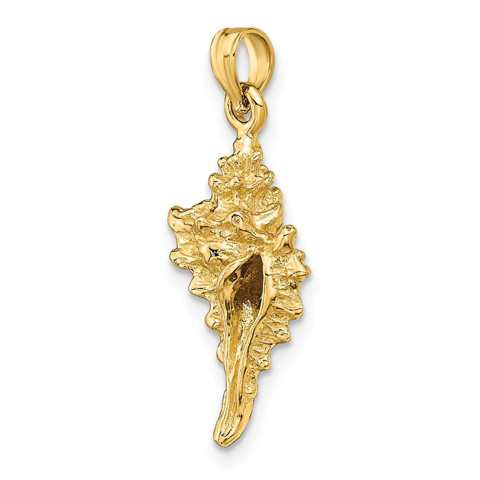 Million Charms 14K Yellow Gold Themed 3-D Conch Shell Charm