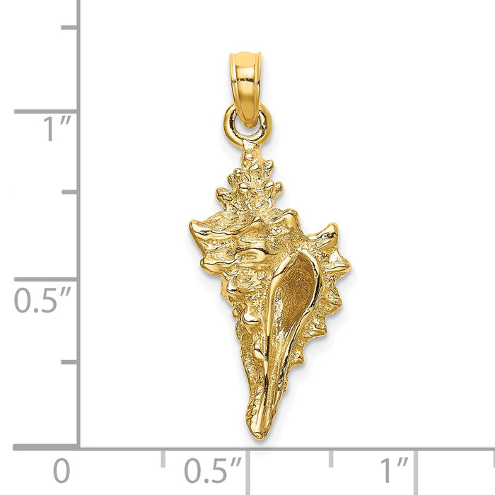 Million Charms 14K Yellow Gold Themed 3-D Conch Shell Charm
