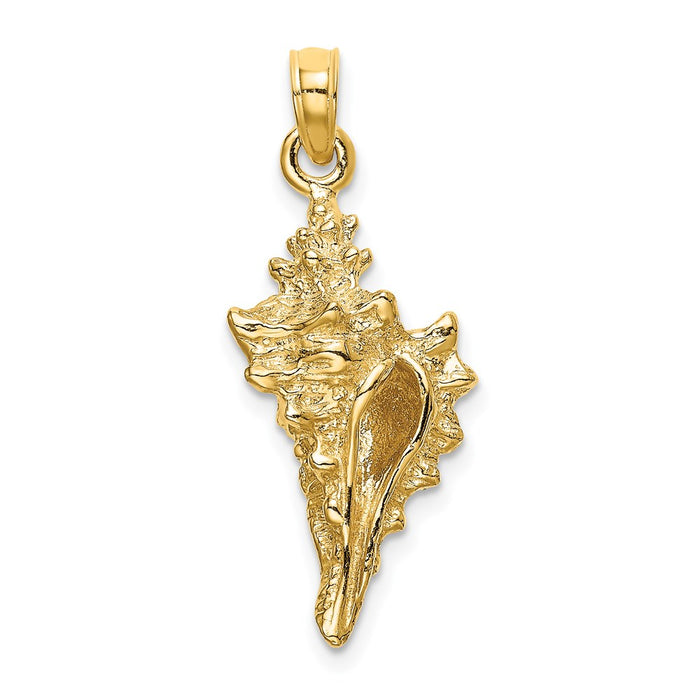 Million Charms 14K Yellow Gold Themed 3-D Conch Shell Charm