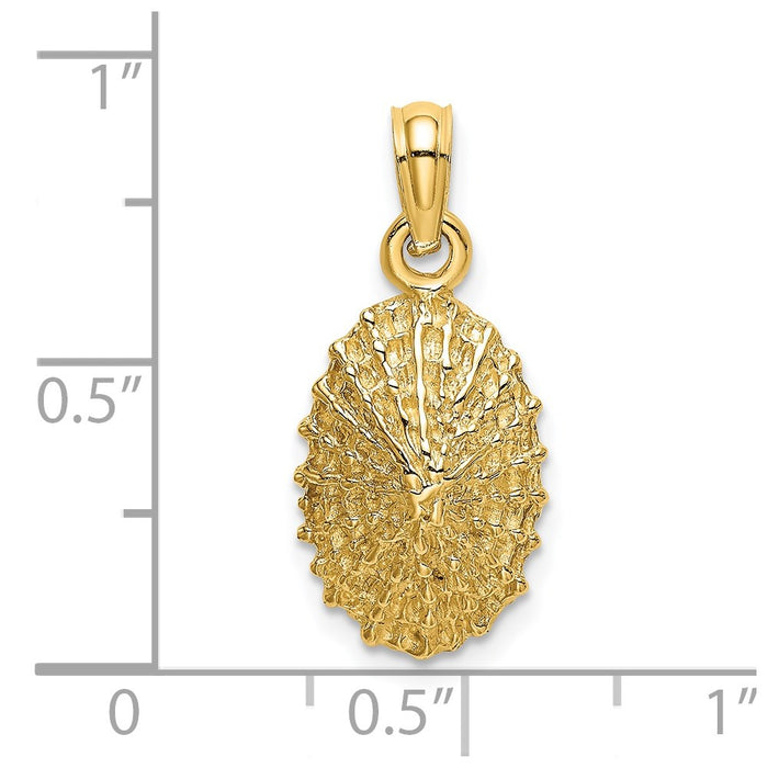 Million Charms 14K Yellow Gold Themed 2-D Textured Limpet Shell Charm