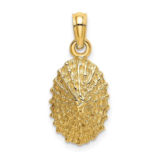 Million Charms 14K Yellow Gold Themed 2-D Textured Limpet Shell Charm