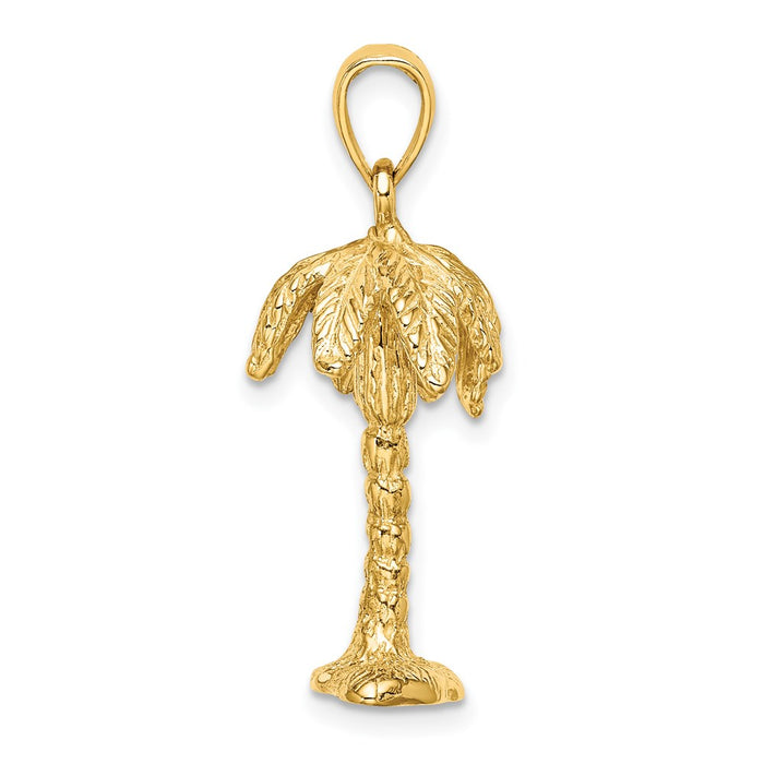 Million Charms 14K Yellow Gold Themed 3-D & Textured Palm Tree Charm