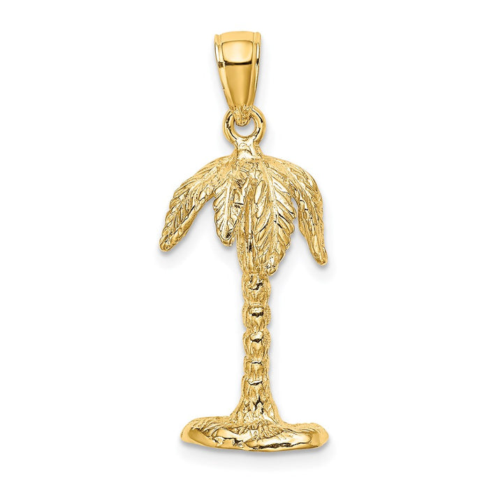 Million Charms 14K Yellow Gold Themed 3-D & Textured Palm Tree Charm