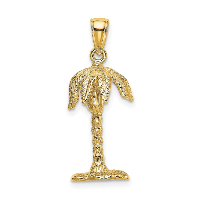 Million Charms 14K Yellow Gold Themed 3-D & Textured Palm Tree Charm