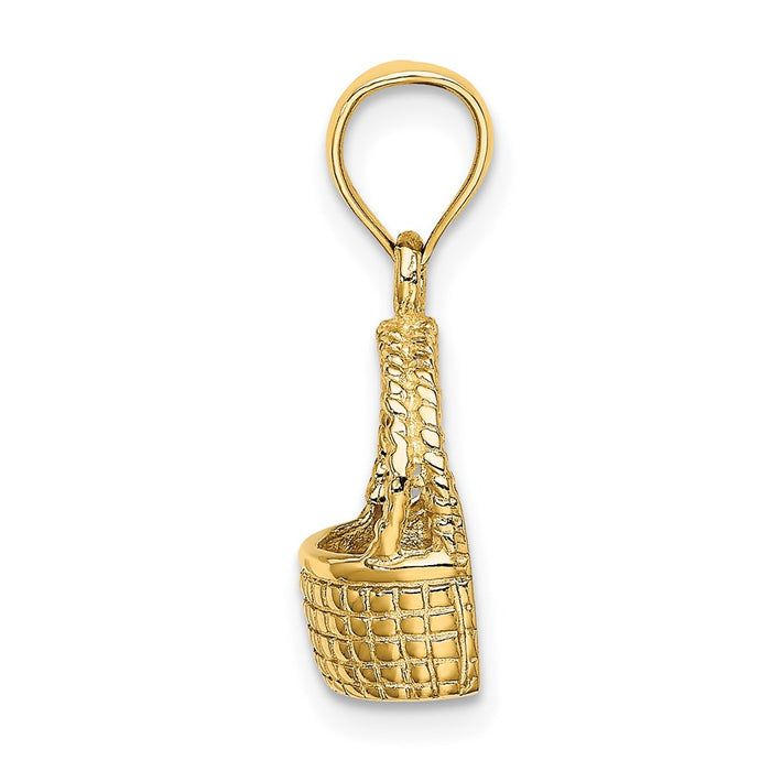 Million Charms 14K Yellow Gold Themed 2-D Flat Back Basket Charm