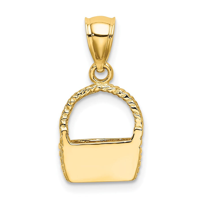 Million Charms 14K Yellow Gold Themed 2-D Flat Back Basket Charm