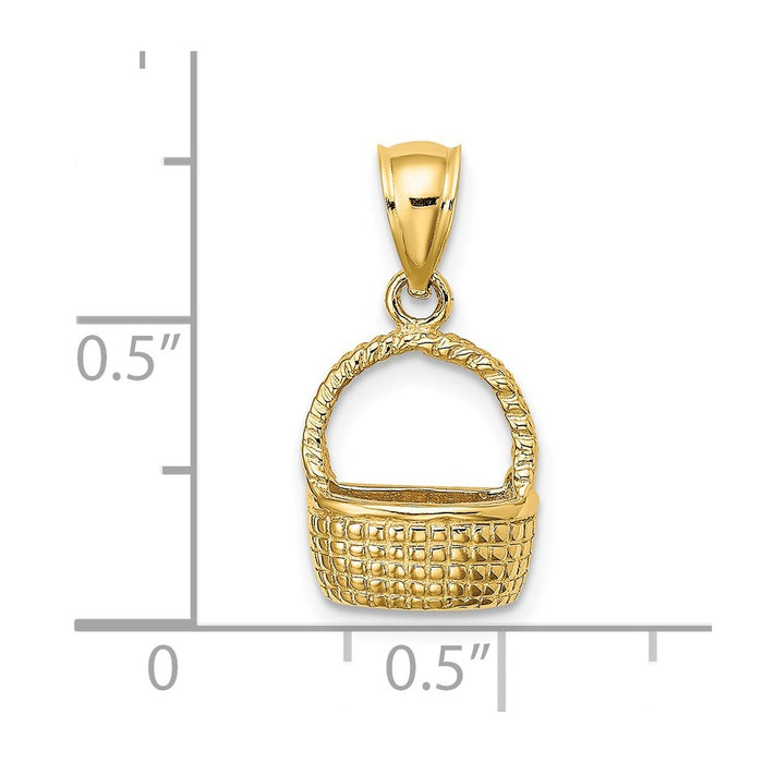 Million Charms 14K Yellow Gold Themed 2-D Flat Back Basket Charm