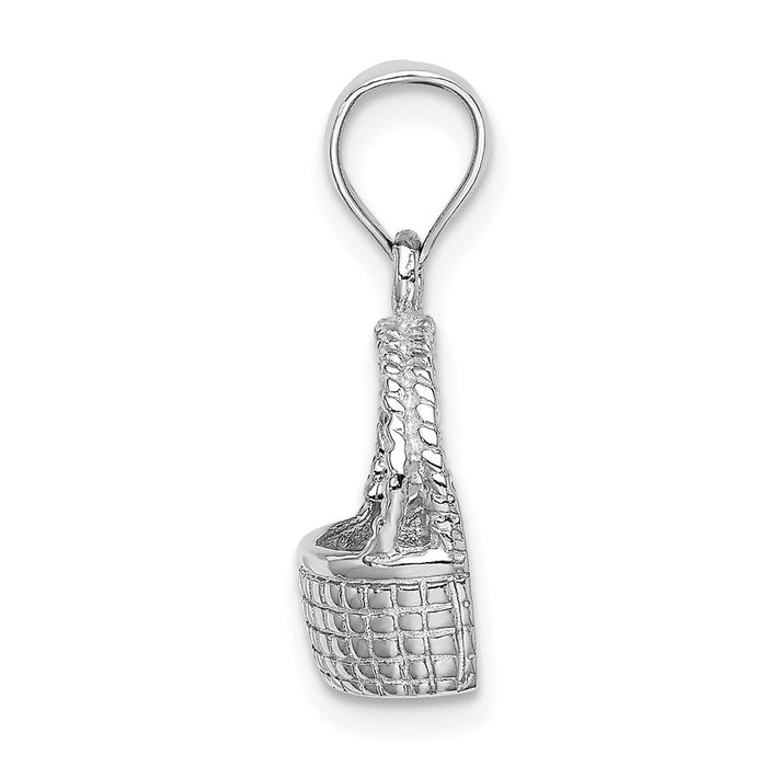 Million Charms 14K White Gold Themed Flat Back Basket Charm