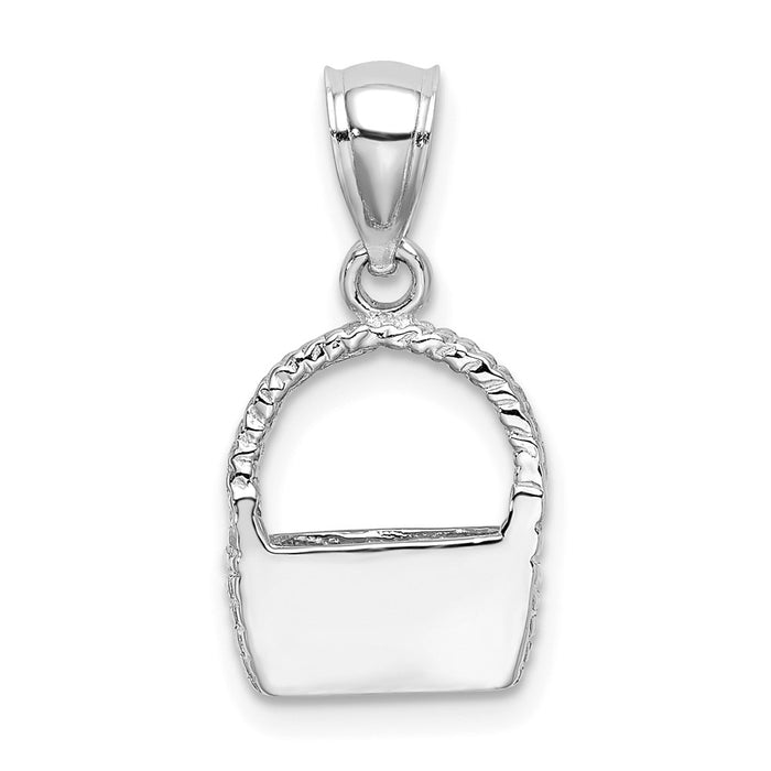 Million Charms 14K White Gold Themed Flat Back Basket Charm