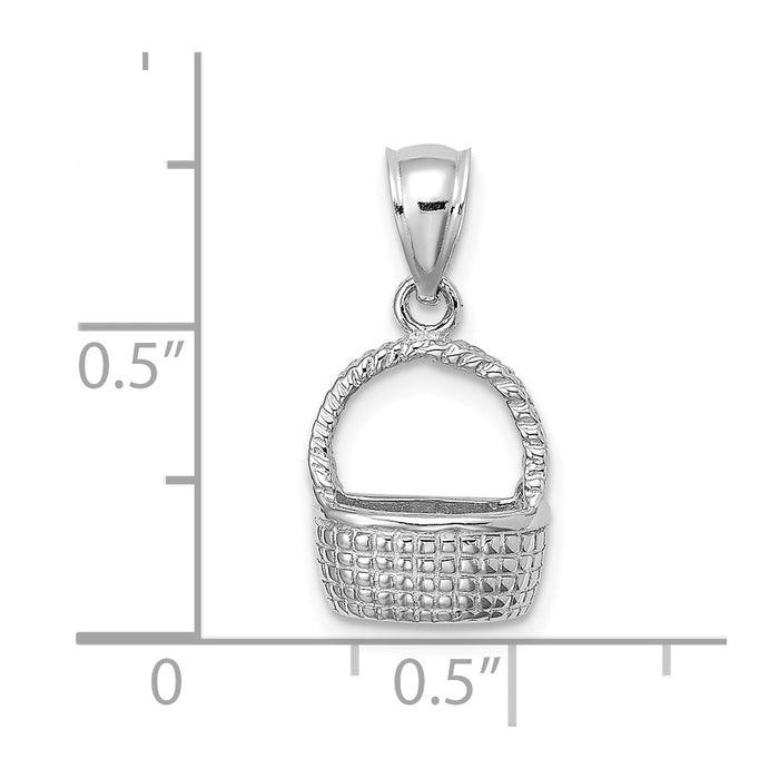 Million Charms 14K White Gold Themed Flat Back Basket Charm