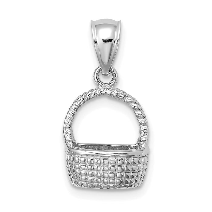 Million Charms 14K White Gold Themed Flat Back Basket Charm