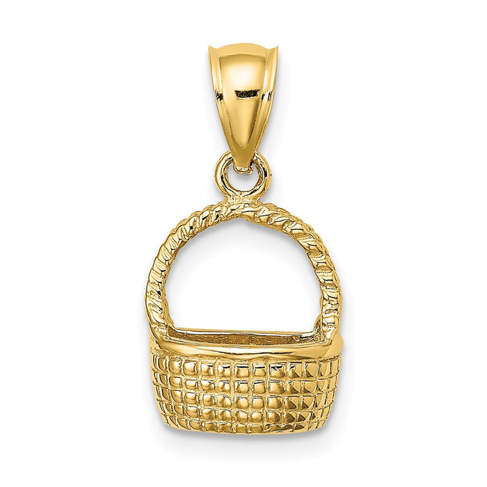 Million Charms 14K Yellow Gold Themed 2-D Flat Back Basket Charm