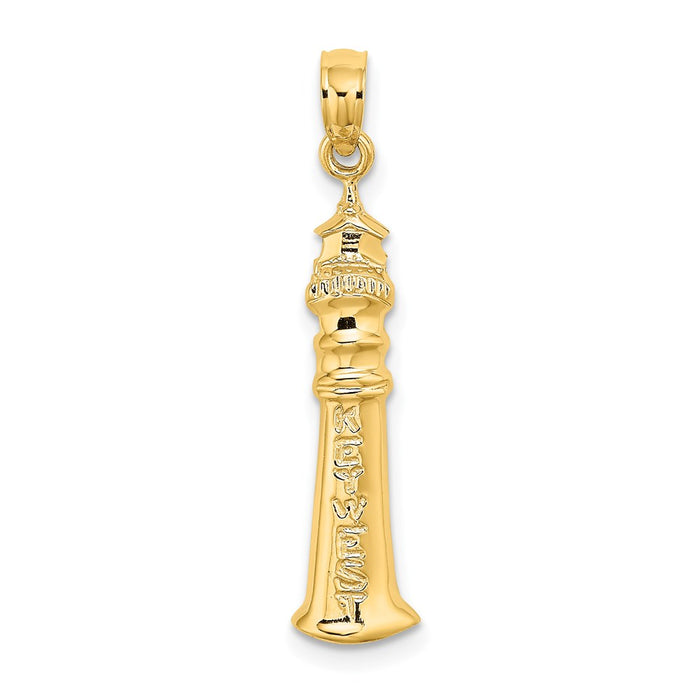 Million Charms 14K Yellow Gold Themed 2-D Key West Lighthouse Charm