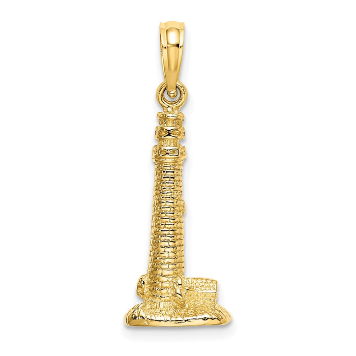 Million Charms 14K Yellow Gold Themed 3-D Cape May, Nj Lighthouse Charm