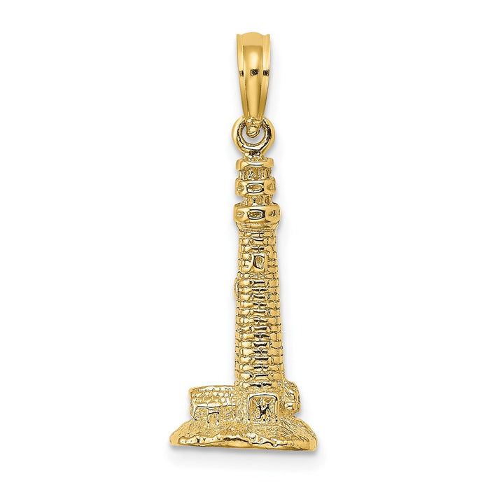 Million Charms 14K Yellow Gold Themed 3-D Cape May, Nj Lighthouse Charm