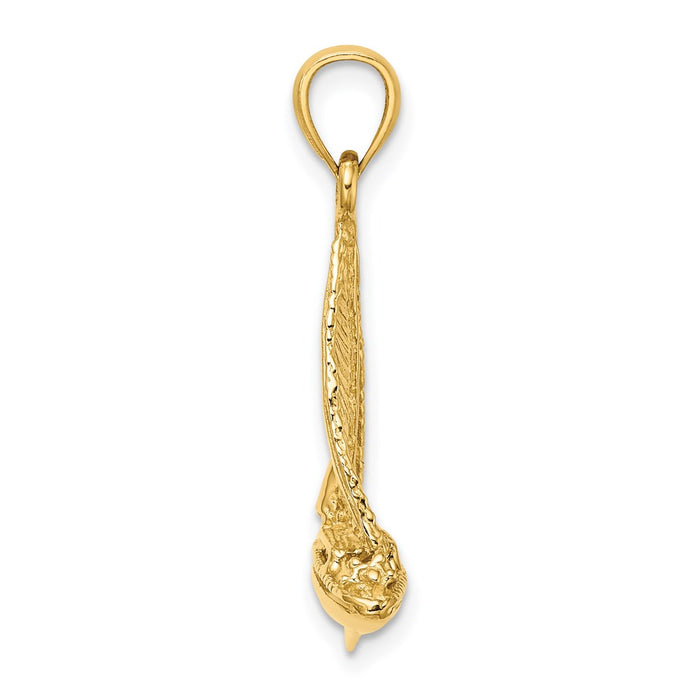 Million Charms 14K Yellow Gold Themed 3-D Polished Nautical Sailboat Charm