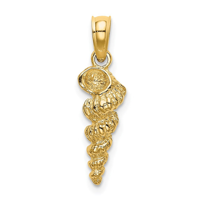 Million Charms 14K Yellow Gold Themed 3-D Mini Common Wentletrap Shell Charm